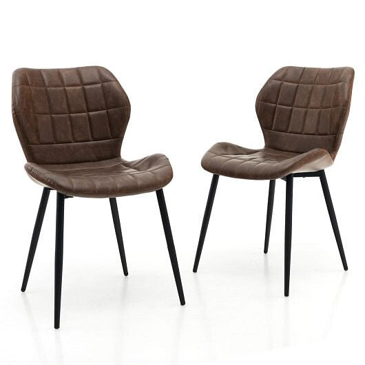 Dining Chairs Set of 2 with Padded Back  Metal Legs and Adjustable Foot Pads-Brown-9