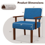 Linen Accent Chair Living Room Chair with Soft Padded Seat and Backrest-Blue-5