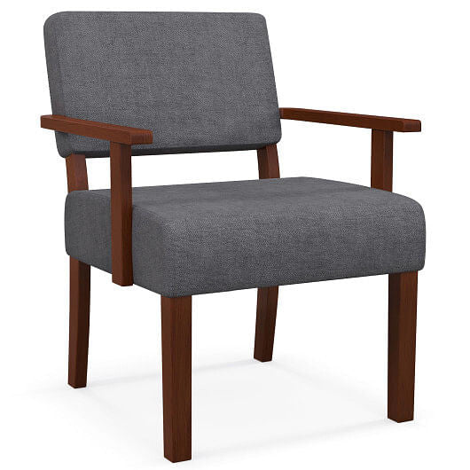 Linen Accent Chair Living Room Chair with Soft Padded Seat and Backrest-Blue-1