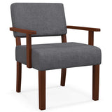 Linen Accent Chair Living Room Chair with Soft Padded Seat and Backrest-Blue-1