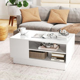 Modern Coffee Table with 2-Tier Open Storage Shelves-White