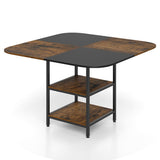 47.5 inch Modern Dining Table  Square Kitchen Table with Mix-colored Tabletop-Rustic Brown
