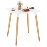 Square Dining Table with Adjustable Foot Pads for Dining Room Kitchen-White-2