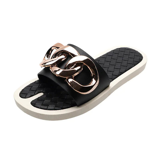 Women's Classic Designer Style Metal Beach Sandals and Slippers