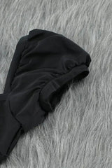 Black Bubble Sleeves Square Neck High Waist Bikini