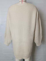 Mid-Length V Neck Knit Cardigan