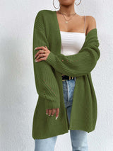 Mid-Length V Neck Knit Cardigan