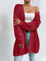 Mid-Length V Neck Knit Cardigan