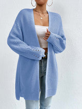 Mid-Length V Neck Knit Cardigan