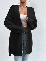 Mid-Length V Neck Knit Cardigan