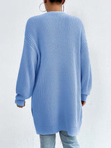 Mid-Length V Neck Knit Cardigan
