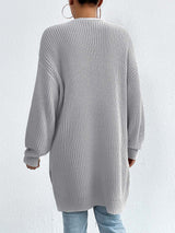 Mid-Length V Neck Knit Cardigan