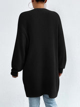 Mid-Length V Neck Knit Cardigan
