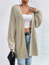 Mid-Length V Neck Knit Cardigan