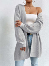 Mid-Length V Neck Knit Cardigan