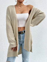 Mid-Length V Neck Knit Cardigan