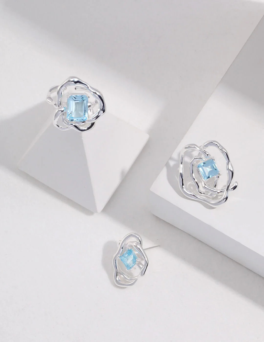 Blue Topaz Statement Earrings-3