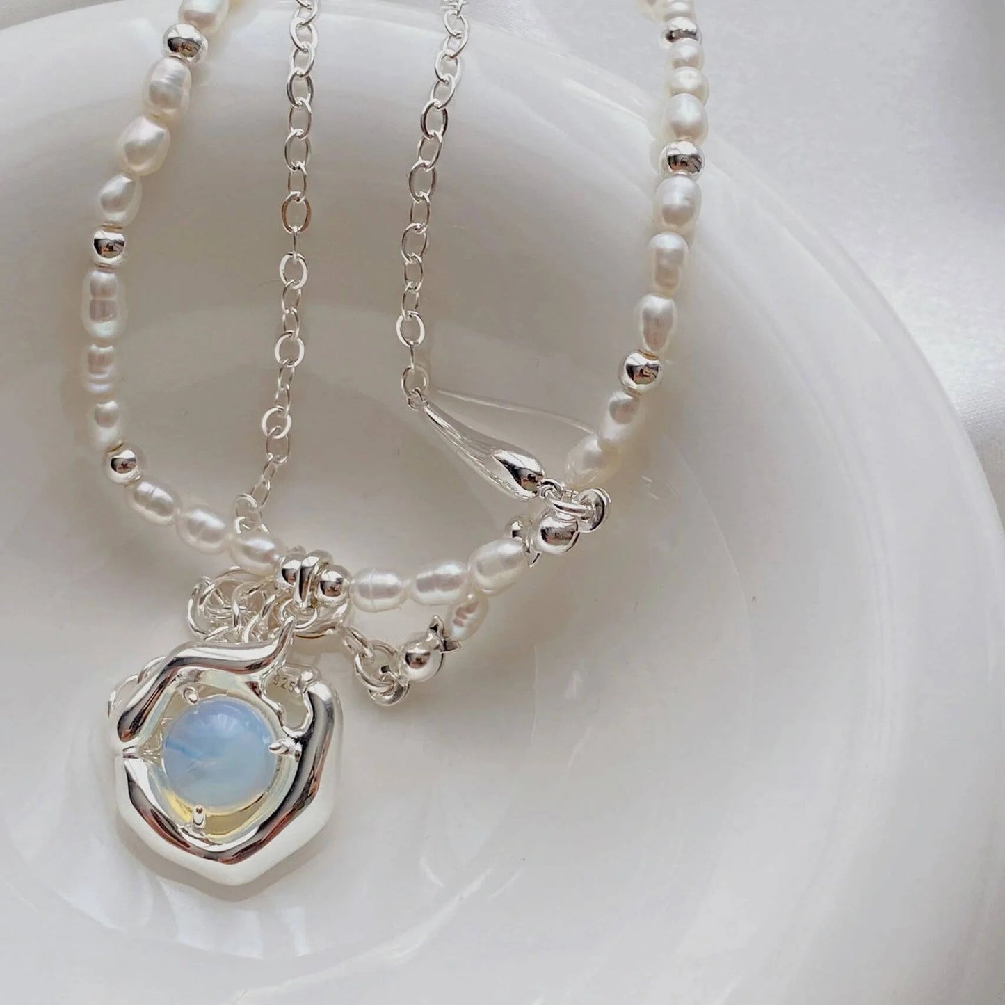 Freshwater Pearl & Moonstone Necklace-4