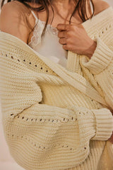 Mid-Length V Neck Knit Cardigan