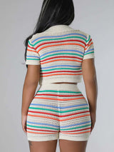 Multicolor Knit Short Set