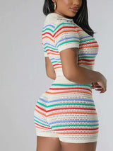 Multicolor Knit Short Set