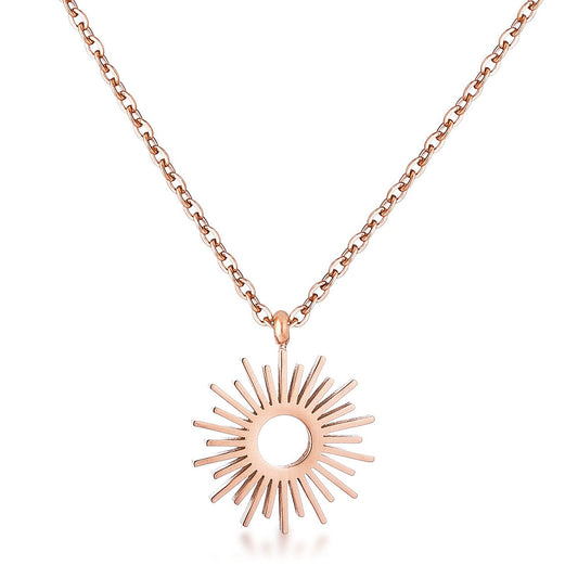 Rose Goldtone Sunburst Necklace-0