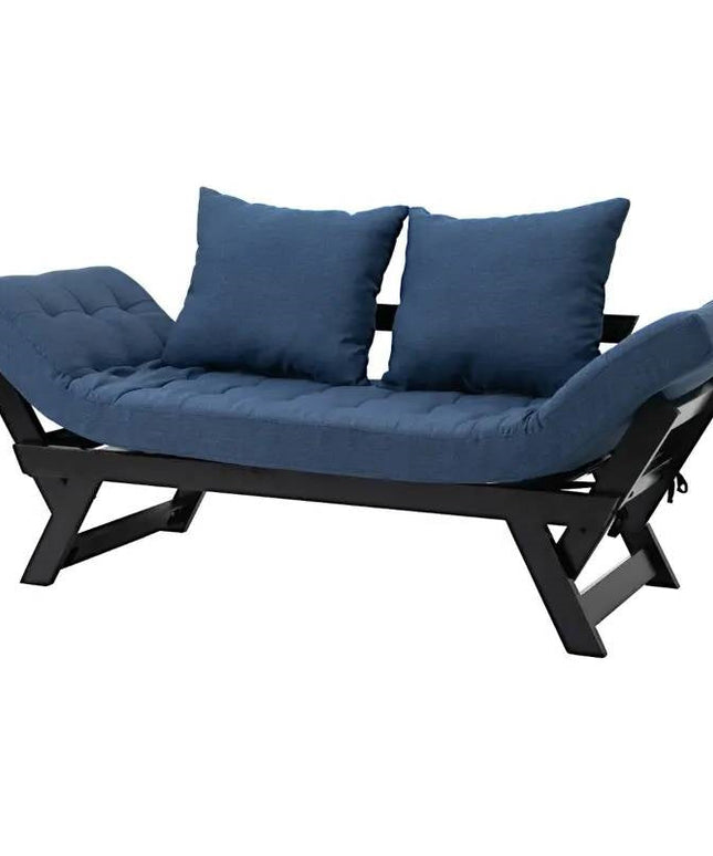 Navy/Black 3 In 1 Convertible Sofa Chaise Lounger Bed with 2 Large Pillows-0
