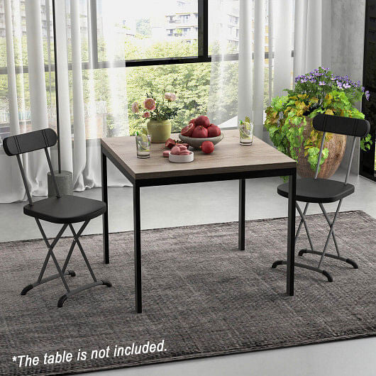 2 Pieces Outdoor Folding Chair Set with Sturdy Frame and Ergonomic Backrest-Black-2