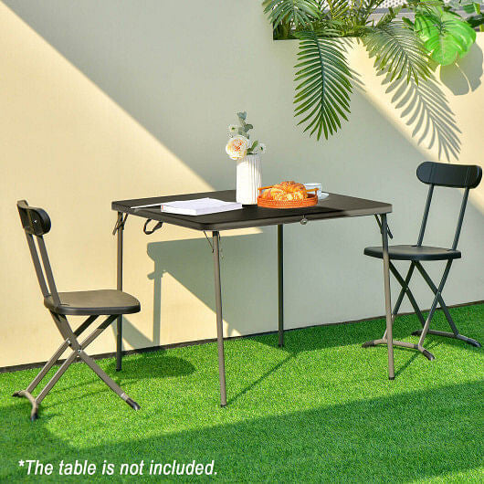 2 Pieces Outdoor Folding Chair Set with Sturdy Frame and Ergonomic Backrest-Black-4