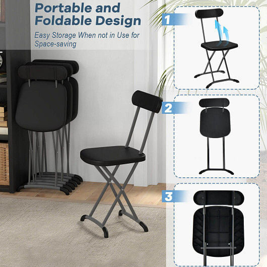 2 Pieces Outdoor Folding Chair Set with Sturdy Frame and Ergonomic Backrest-Black-3