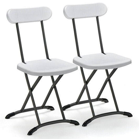 2 Pieces Outdoor Folding Chair Set with Sturdy Frame and Ergonomic Backrest-Black-1