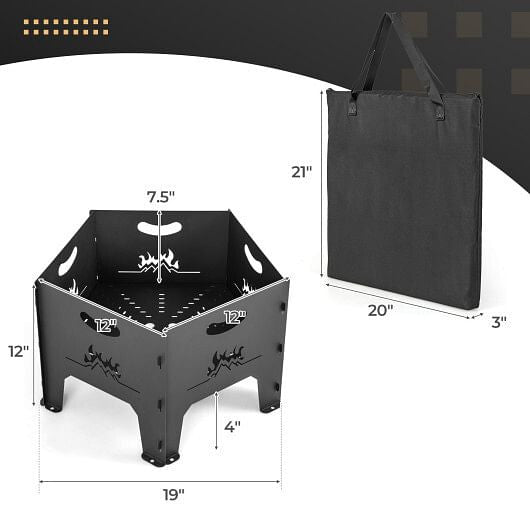 19 Inches Collapsible Portable Plug Fire Pit with Storage Bag-2