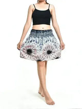 Bohotusk White Pink Inksplash Print Short Skirt SM to LXL