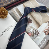 Men's Ties Retro Coffee Color Orange Red Striped Tie Hand Hit 8CM