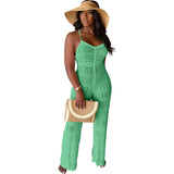 Sexy Knitted Geometric Cut-out Backless Jumpsuit