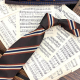Men's Ties Retro Coffee Color Orange Red Striped Tie Hand Hit 8CM