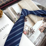 Men's Ties Retro Coffee Color Orange Red Striped Tie Hand Hit 8CM