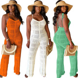 Sexy Knitted Geometric Cut-out Backless Jumpsuit