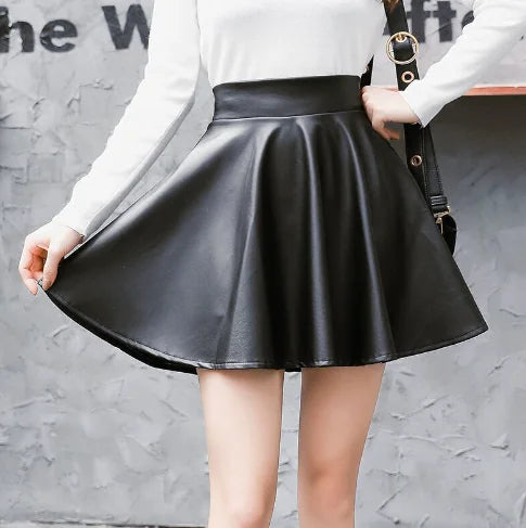 Women's Retro Style Faux Leather A-Line Midi Skirt
