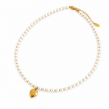 Pearl And Gold Bauble Heart Necklace