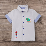 Rocket Robot Button Up Boys Shirt