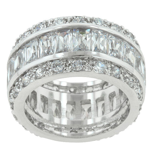 Triple Row White Zircon Eternity Ring-0