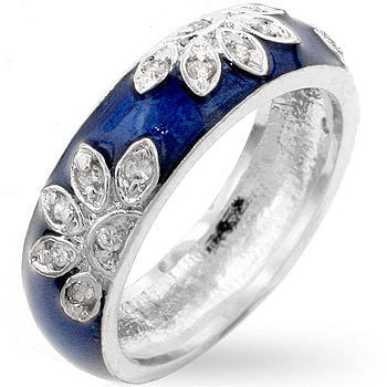 Enamel Cubic Zirconia Leaf Ring-0