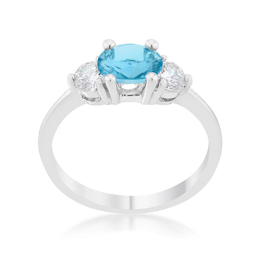 Miranna 1.2ct Blue Topaz CZ Rhodium Classic Oval Ring-1