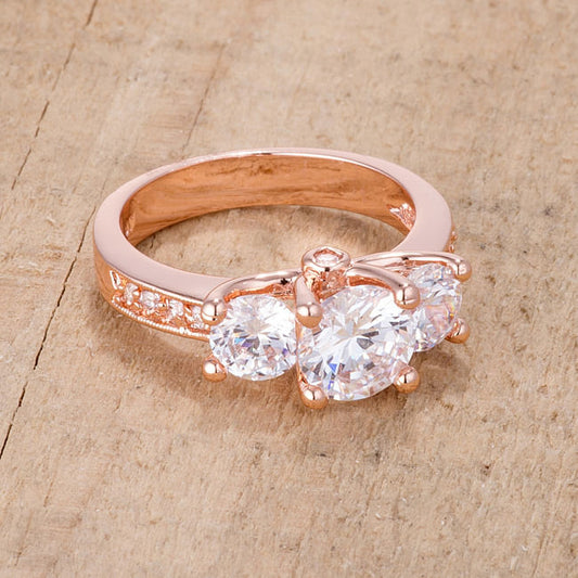 Dazzling Three Stone Engagement Ring with CZ-0