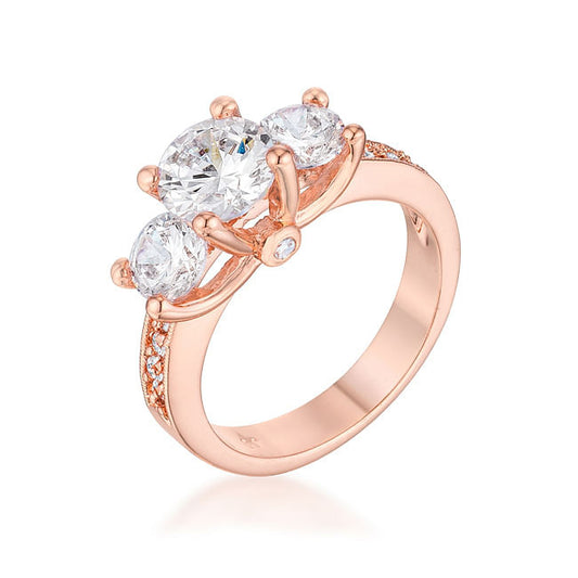Dazzling Three Stone Engagement Ring with CZ-1