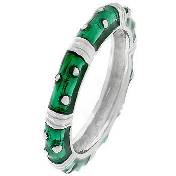 Marbled Dark Green Enamel Stacker Ring-0