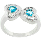 rhodium plated mirrored hearts ring
