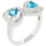 mirrored hearts ring with cubic zirconia