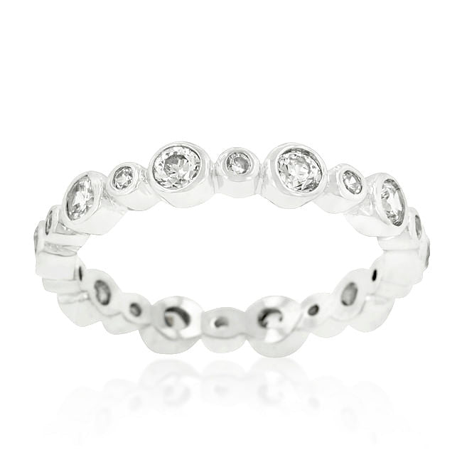 Alternating Bezel Linked Cubic Zirconia Eternity Band-2